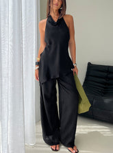 Emorisa Mid Rise Chiffon Pant Black