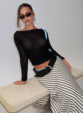 Eladia Cinched Long Sleeve Top Black