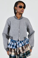 DAVIS EVERYDAY VARSITY BOMBER IN GREY