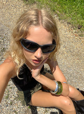 Huxlee Curved Sunglasses Black