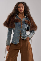 TRY ME BABY LACE UP DENIM TOP