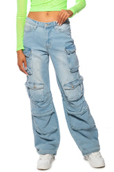 BROOKLYN CARGO POCKET WIDE LEG JEAN
