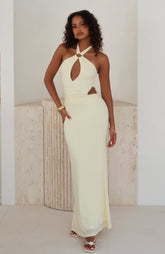 Beautiful Inside Out Halter Maxi Dress Lemon