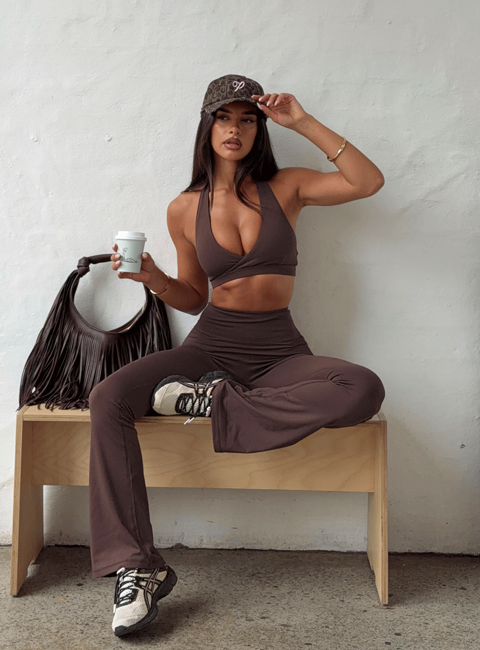 Energize Active Invisible Scrunch Flare Leggings Brown