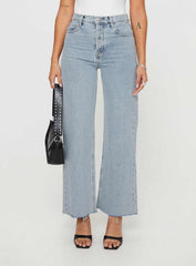 Fawcett High Rise Straight Leg Jeans Light Blue Wash Petite