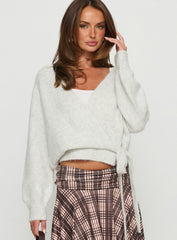 Daelan Wrap Knit Cardigan Grey Marle