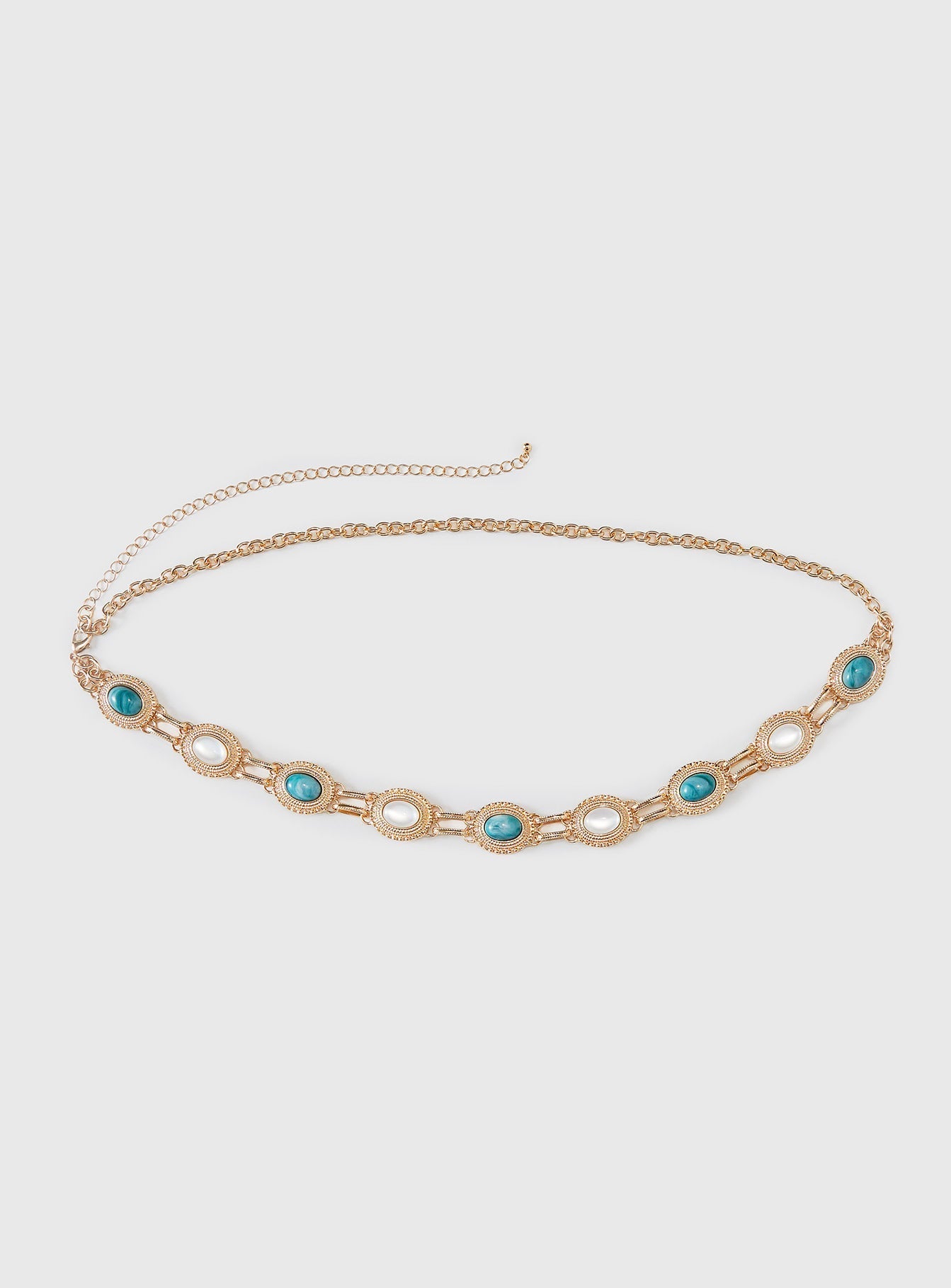 Finesse Beaded Chain Belt Gold