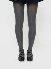 Flashback Ribbed Stockings Grey