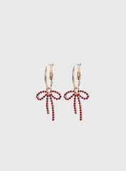 Goodnight And Go Bow Hoop Earrings Gold / Red