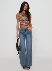 Everlong Mid Rise Straight Leg Jeans Mid Blue Wash