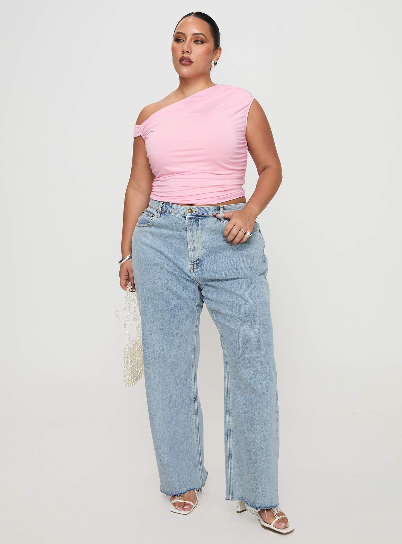 Fawcett High Rise Straight Leg Jeans Light Blue Wash Curve
