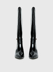 Glazed Knee High Boots Black
