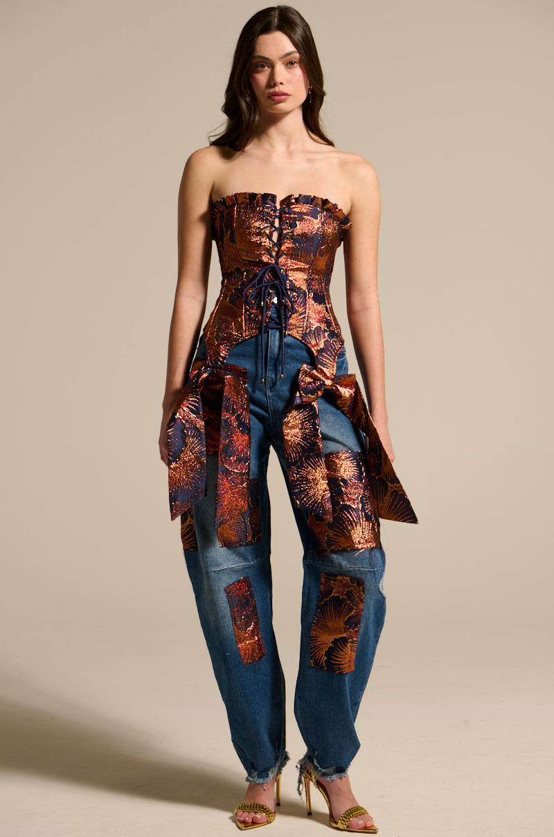 ELEGANT VIBES BROCADE CORSET TOP