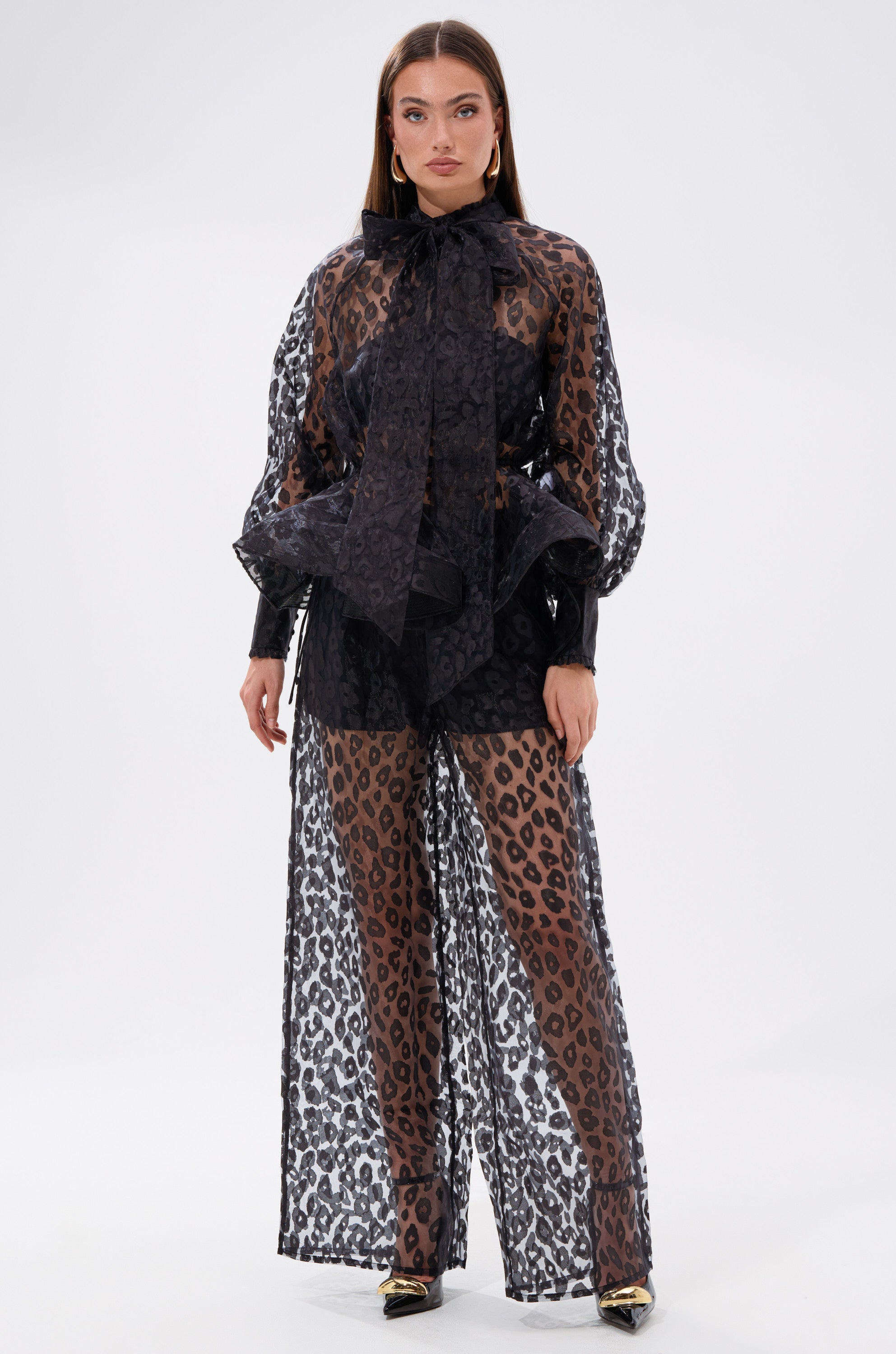 CHEETAH SISTA TIE FRONT BLOUSE