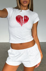 Love Burst Baby Tee Grey Marle